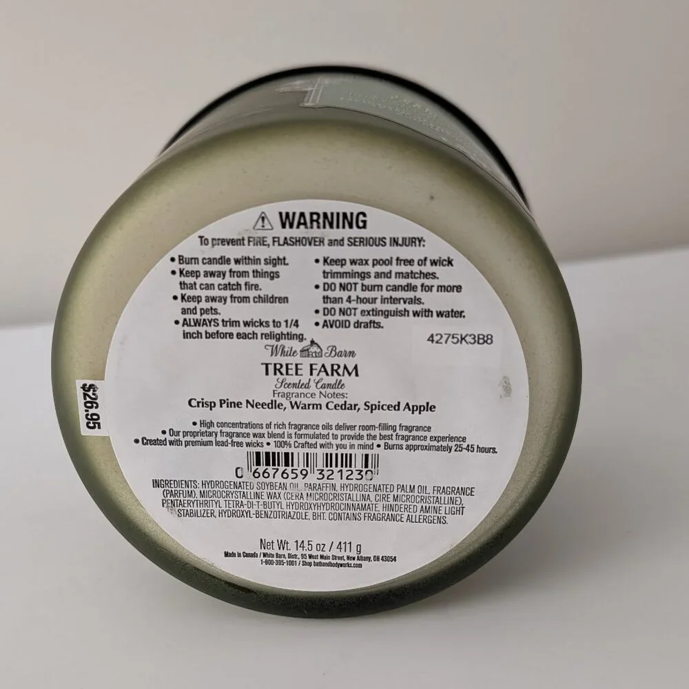 Bath and Body Works White Barn Tree Farm 3 Wick Candle